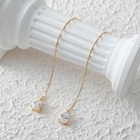 1 Pair Simple Style Classic Style Water Droplets Inlay Copper Zircon Gold Plated Ear Line main image 1