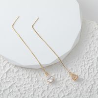 1 Pair Simple Style Classic Style Water Droplets Inlay Copper Zircon Gold Plated Ear Line main image 5