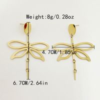1 Pair Elegant Vacation Modern Style Dragonfly Plating 304 Stainless Steel 14K Gold Plated Drop Earrings main image 5