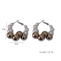 Modern Style Simple Style Round Alloy Beaded Pearl Women's Earrings main image 5