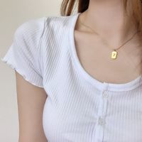 304 Stainless Steel 18K Gold Plated Hip-Hop Retro Plating Solid Color Pendant Necklace main image 5