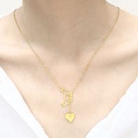 304 Stainless Steel 18K Gold Plated Simple Style Commute Plating Heart Shape Pendant Necklace main image 1