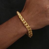Hip-hop Solid Color Stainless Steel Plating Gold Plated Men's Bracelets main image 4