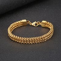 Hip-hop Retro Solid Color Stainless Steel Plating Chain Gold Plated Men's Bracelets main image 3