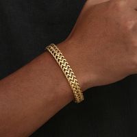 Hip-hop Retro Solid Color Stainless Steel Plating Chain Gold Plated Men's Bracelets main image 4