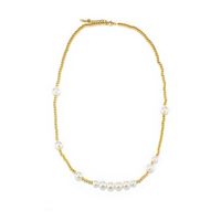 304 Stainless Steel 18K Gold Plated Hip-Hop Beaded Solid Color Necklace main image 5