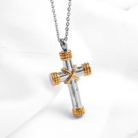304 Stainless Steel 18K Gold Plated Hip-Hop Retro Plating Cross main image 3