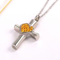 Simple Style Commute Cross 304 Stainless Steel Inlay Rhinestones 18K Gold Plated Women's main image 5