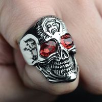 Punk Skull 304 Stainless Steel Inlay Rhinestones 18K Gold Plated Men's Rings main image 7