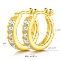 Elegant Simple Style Geometric Sterling Silver Gra Inlay Moissanite Rose Gold Plated White Gold Plated Gold Plated Earrings sku image 2
