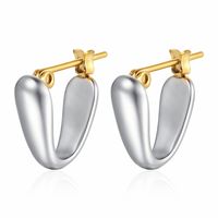 1 Pair Simple Style Commute Solid Color Asymmetrical Plating 304 Stainless Steel 18K Gold Plated Ear Studs main image 6