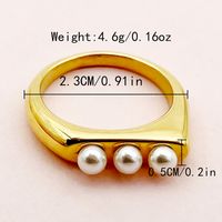 304 Stainless Steel 14K Gold Plated Lady Vacation Modern Style Plating Inlay Solid Color Pearl Rings main image 4