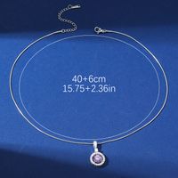 Wholesale Simple Style Classic Style Round Stainless Steel Plating Inlay Silver Plated Zircon Pendant Necklace main image 4