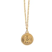 304 Stainless Steel 18K Gold Plated Retro Plating Solid Color Pendant Necklace main image 1