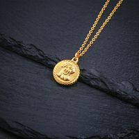 304 Stainless Steel 18K Gold Plated Retro Plating Solid Color Pendant Necklace main image 3