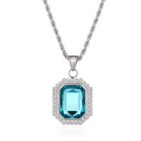 Hip-Hop Square 304 Stainless Steel Inlay Zircon 18K Gold Plated Women's Pendant Necklace main image 6
