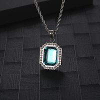 Hip-Hop Square 304 Stainless Steel Inlay Zircon 18K Gold Plated Women's Pendant Necklace main image 4