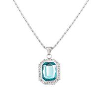 Hip-Hop Square 304 Stainless Steel Inlay Zircon 18K Gold Plated Women's Pendant Necklace main image 5