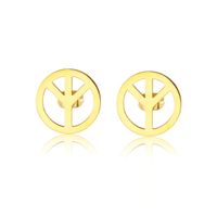 1 Pair Simple Style Solid Color Hollow Out 304 Stainless Steel 18K Gold Plated Ear Studs main image 3