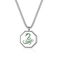 304 Stainless Steel 18K Gold Plated Hip-Hop Epoxy Color Block Pendant Necklace sku image 6