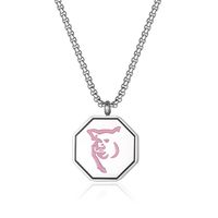 304 Stainless Steel 18K Gold Plated Hip-Hop Epoxy Color Block Pendant Necklace sku image 12