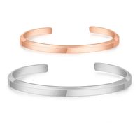 Simple Style Commute Solid Color 304 Stainless Steel 18K Gold Plated Cuff Bracelets In Bulk main image 5
