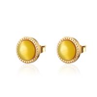 1 Pair Hip-Hop Retro Round Inlay 304 Stainless Steel Opal 18K Gold Plated Ear Studs main image 5