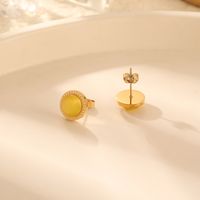 1 Pair Hip-Hop Retro Round Inlay 304 Stainless Steel Opal 18K Gold Plated Ear Studs main image 3