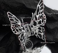 Elegant Fashion Butterfly Metal Handmade Butterfly Rhinestones Hair Clip sku image 3