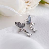 1 Pair Elegant Lady Butterfly Alloy White Gold Plated Drop Earrings main image 6