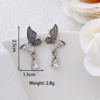 1 Pair Elegant Lady Butterfly Alloy White Gold Plated Drop Earrings sku image 1