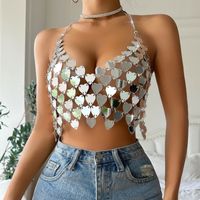 Women's Vest Tank Tops Backless Sexy Heart Shape Solid Color main image 6