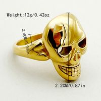 304 Stainless Steel 14K Gold Plated Exaggerated Funny Modern Style Plating Skull Rings main image 5