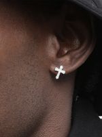 1 Piece Casual Artistic Cross Inlay Copper Zircon Ear Studs main image 1