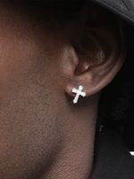 1 Piece Casual Artistic Cross Inlay Copper Zircon Ear Studs main image 4