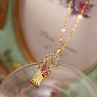 Simple Style Commute Flower Copper Plating Inlay Zircon 18k Gold Plated Pendant Necklace sku image 1