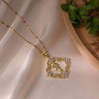 Simple Style Commute Flower Copper Plating Inlay Zircon 18k Gold Plated Pendant Necklace sku image 2