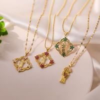 Simple Style Commute Flower Copper Plating Inlay Zircon 18k Gold Plated Pendant Necklace main image 1