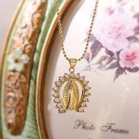 Simple Style Solid Color Copper Plating Inlay Zircon 18k Gold Plated Pendant Necklace main image 5