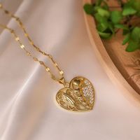 Simple Style Solid Color Copper Plating Inlay Zircon 18k Gold Plated Pendant Necklace sku image 1