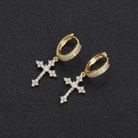 1 Pair Hip-hop Streetwear Cross Inlay Copper Zircon Drop Earrings sku image 2