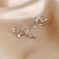 1 Pair Elegant Bow Knot Alloy White Gold Plated Ear Studs main image 3