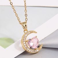 Simple Style Heart Shape Copper Inlay Zircon Pendant Necklace main image 2