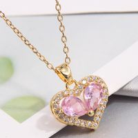Simple Style Heart Shape Copper Inlay Zircon Pendant Necklace sku image 7