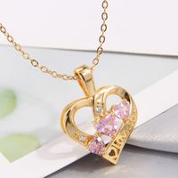 Simple Style Heart Shape Copper Inlay Zircon Pendant Necklace sku image 1