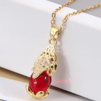 Simple Style Heart Shape Copper Inlay Zircon Pendant Necklace sku image 5