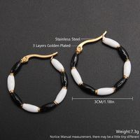 1 Pair IG Style Casual Round Enamel 304 Stainless Steel Gold Plated Earrings main image 4