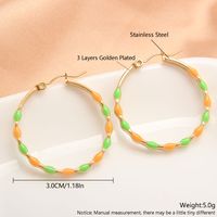 1 Pair IG Style Simple Style Round Enamel 304 Stainless Steel Gold Plated Earrings main image 5