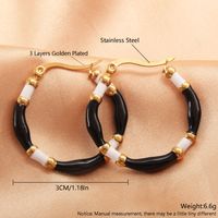1 Pair IG Style Casual Simple Style Round Enamel Plating 304 Stainless Steel Gold Plated Earrings main image 5