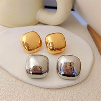 1 Pair Simple Style Square Plating Alloy Ear Studs main image 1